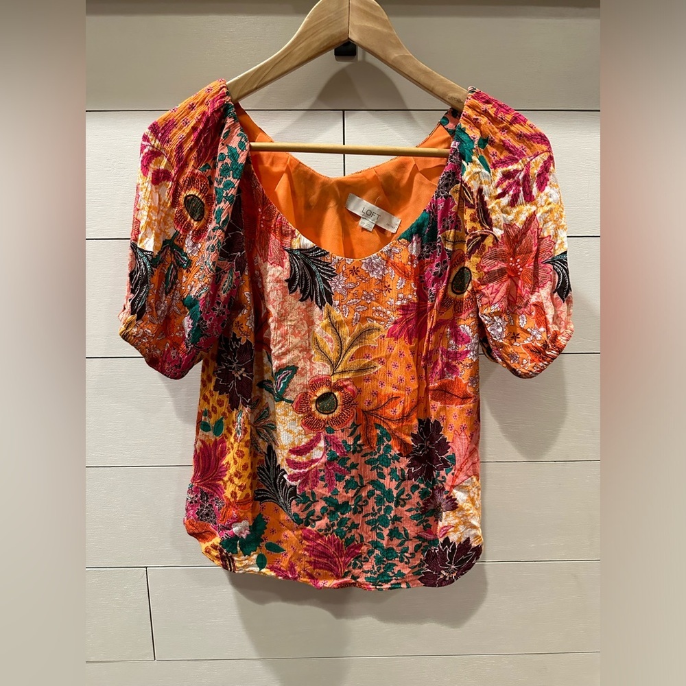 LOFT Floral Multicolor Women's Top- size Petite XXSmall